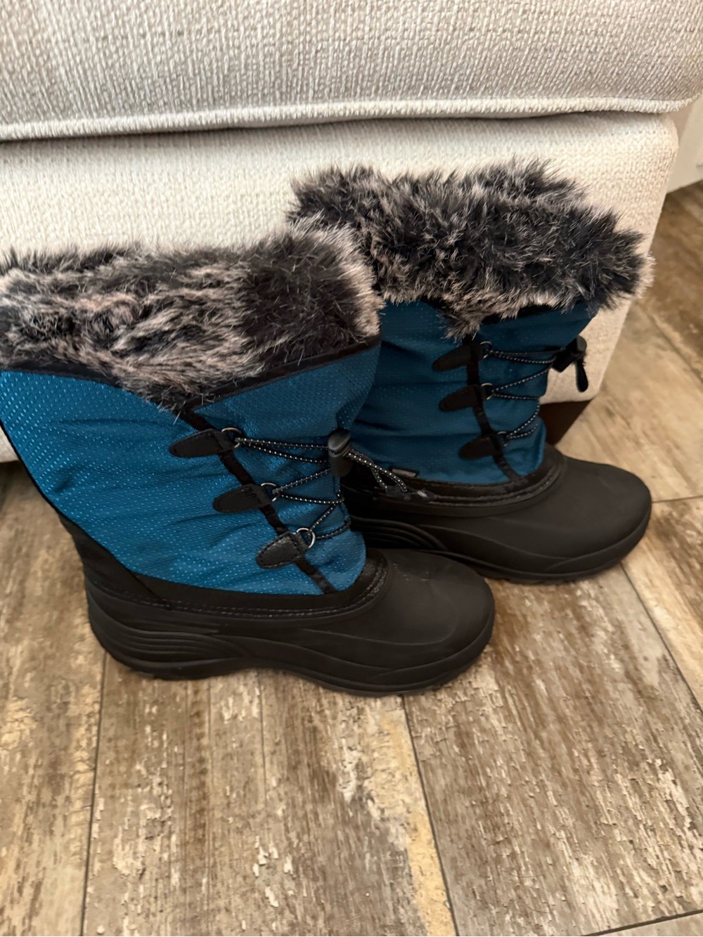 Kamik Kids Ink Blue Powdery Faux-Fur Winter Boots